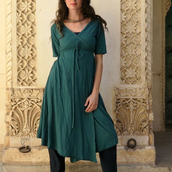 Gaia Conceptions Dresses & Skirts - Gaia Conceptions Flip Wrap Simplicity Below Knee Dress (olive)